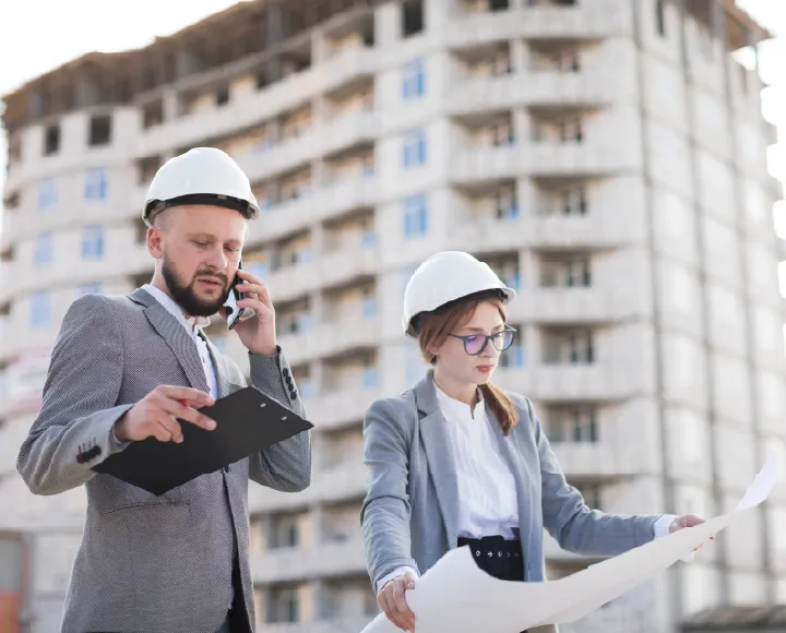Real estate professional discussing a property